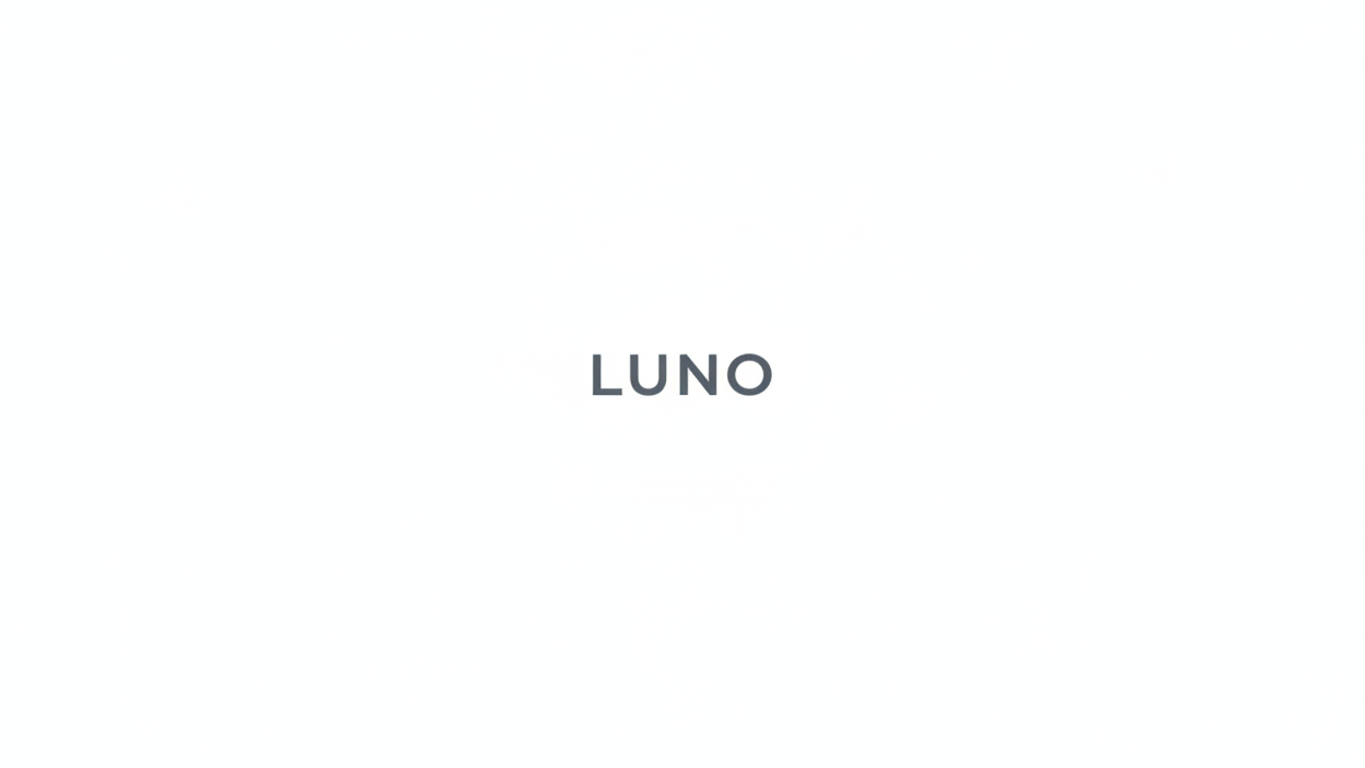 minimalistic small gray LUNO lettering on a white background